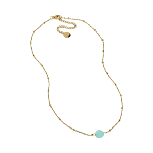 Bead chain with faceted natural stone - blue