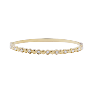 Cubic zirconia flower and circle hinged bangle
